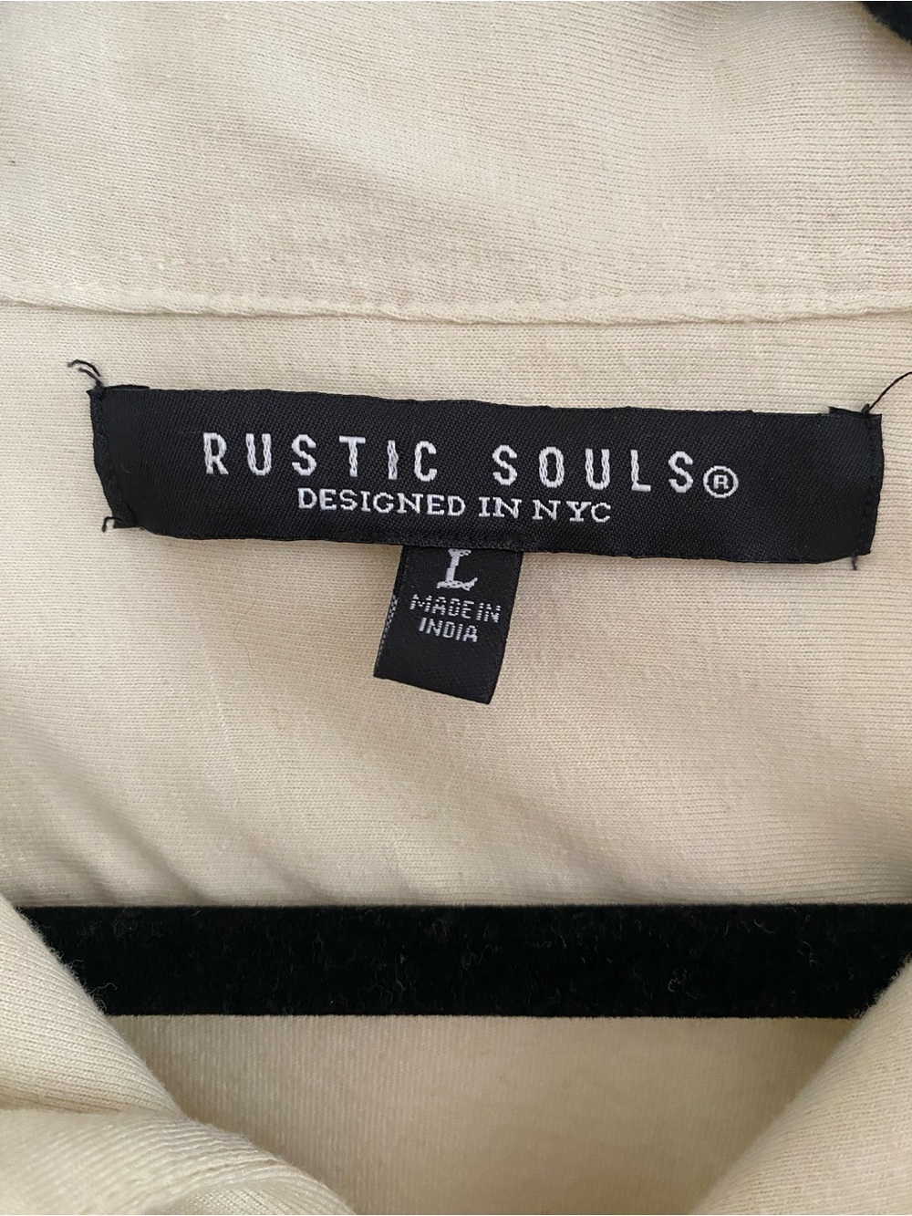 Rustic Collab Embroidered Button-Up Shirt in Cream - Picture 4 of 7